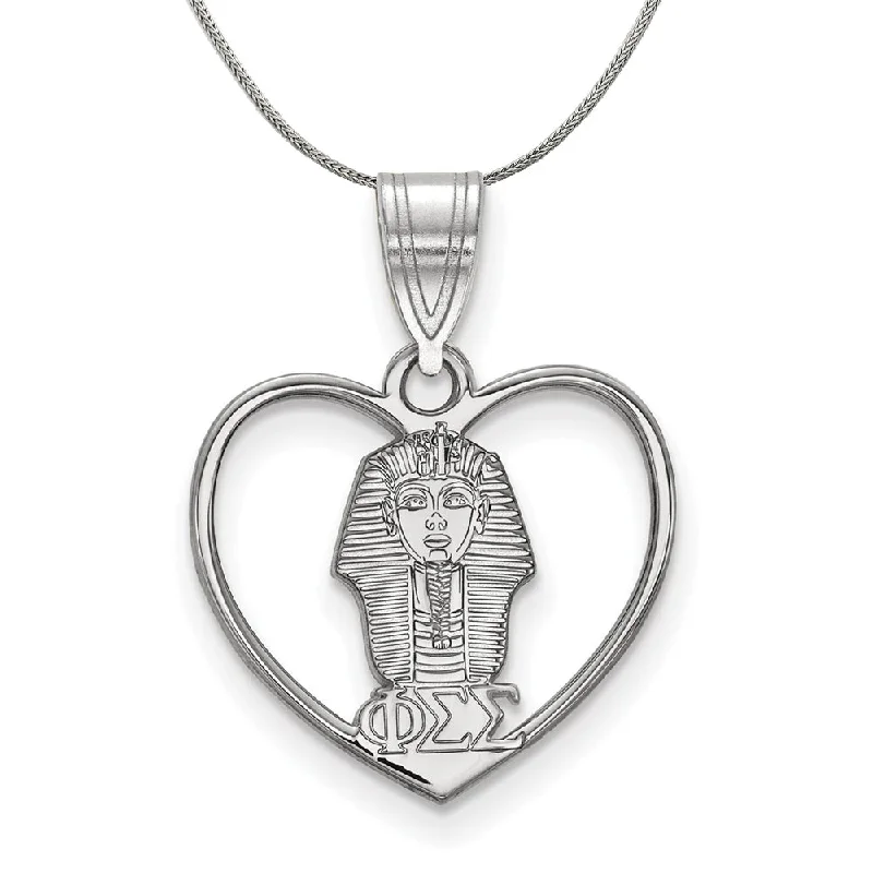 Sterling Silver Phi Sigma Sigma Heart Pendant Necklace