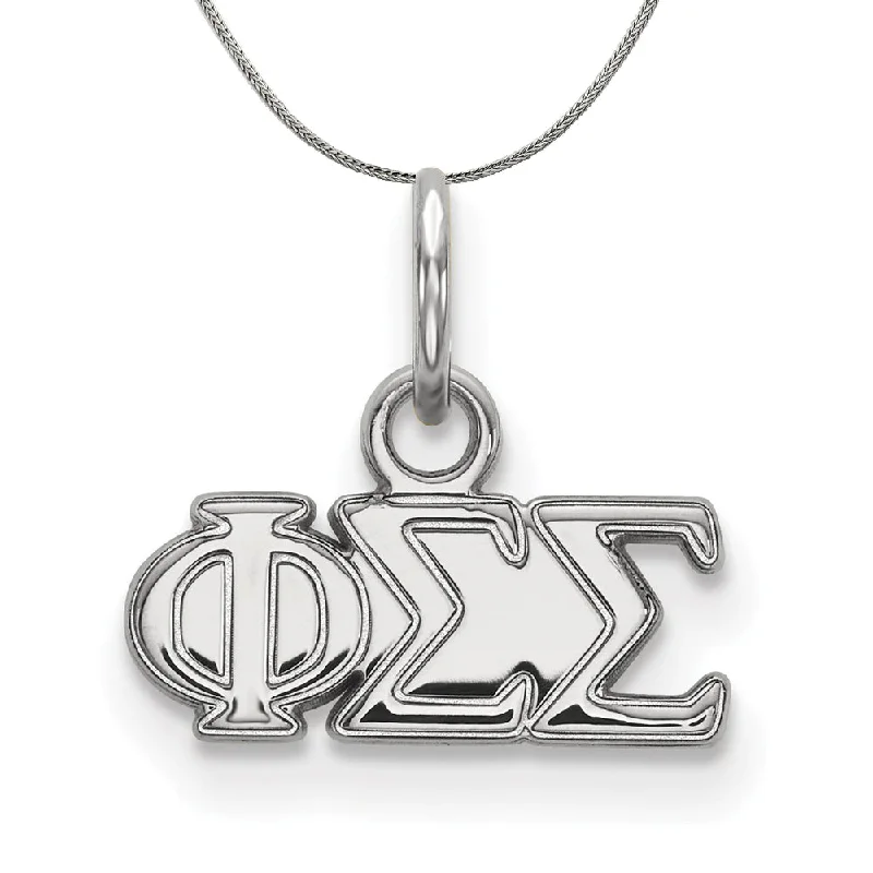 Polished zinc necklace-Sterling Silver Phi Sigma Sigma XS (Tiny) Greek Necklace