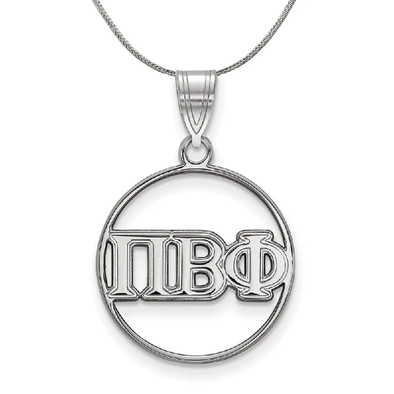 Sterling Silver Pi Beta Phi Medium Circle Greek Necklace