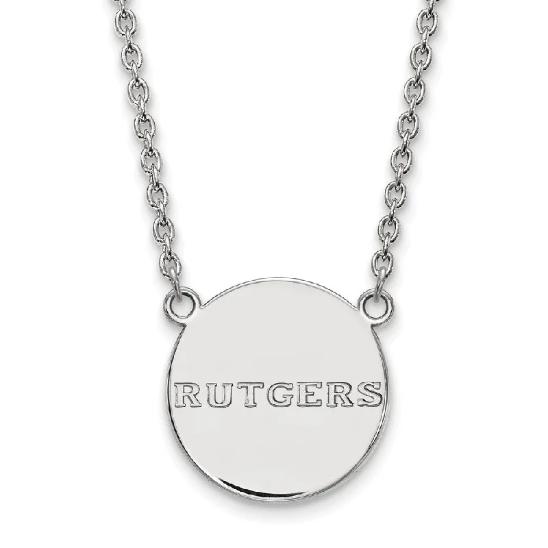 Sterling Silver Rutgers Large 'Rutgers' Disc Pendant Necklace