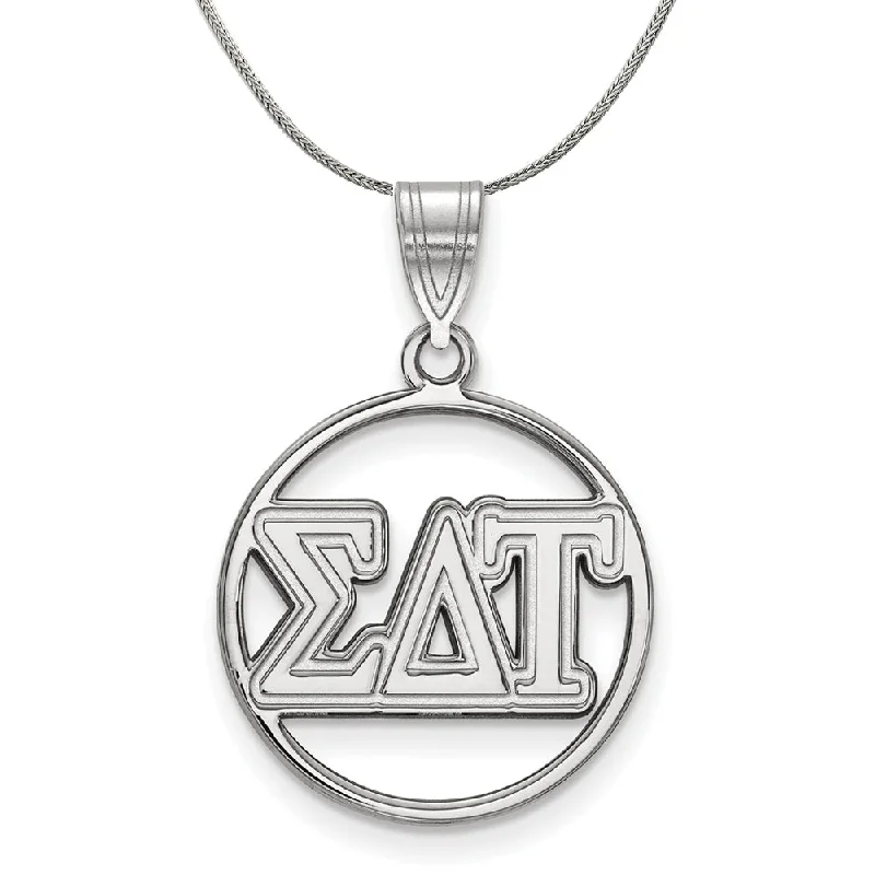 Sterling Silver Sigma Delta Tau Medium Circle Greek Necklace