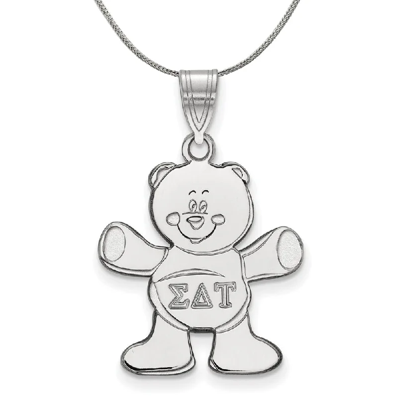 Sterling Silver Sigma Delta Tau Medium Pendant Necklace