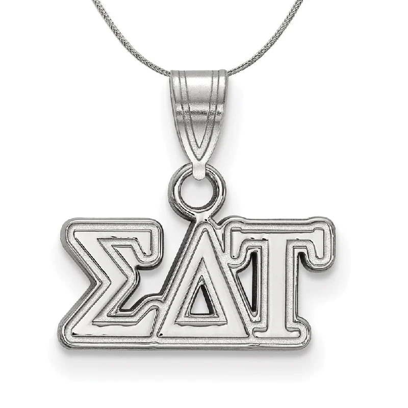 Sterling Silver Sigma Delta Tau Small Greek Necklace