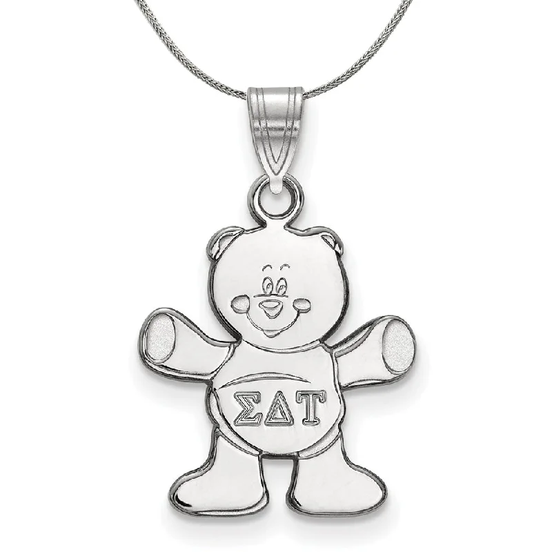 Tide motif necklace-Sterling Silver Sigma Delta Tau Small Pendant Necklace