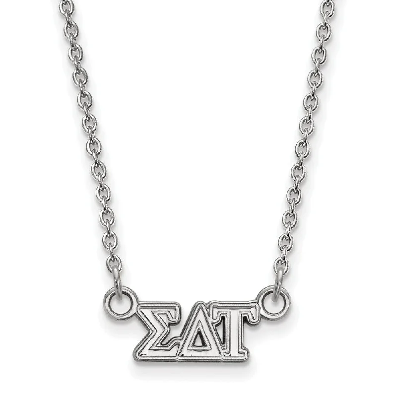 Pure pearl necklace-Sterling Silver Sigma Delta Tau XS (Tiny) Greek Letters Necklace