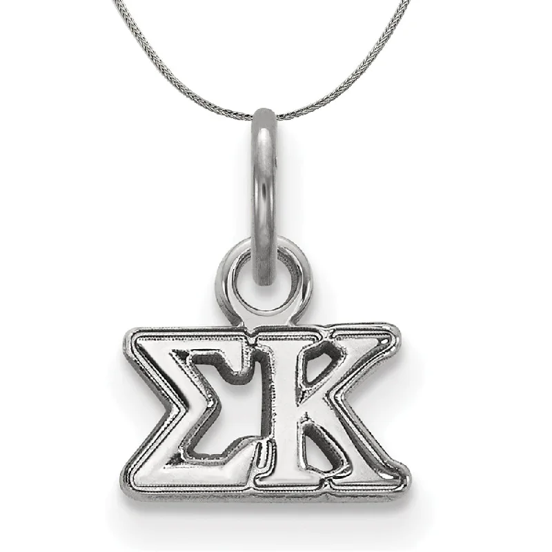 Glossy titanium necklace-Sterling Silver Sigma Kappa XS (Tiny) Greek Necklace