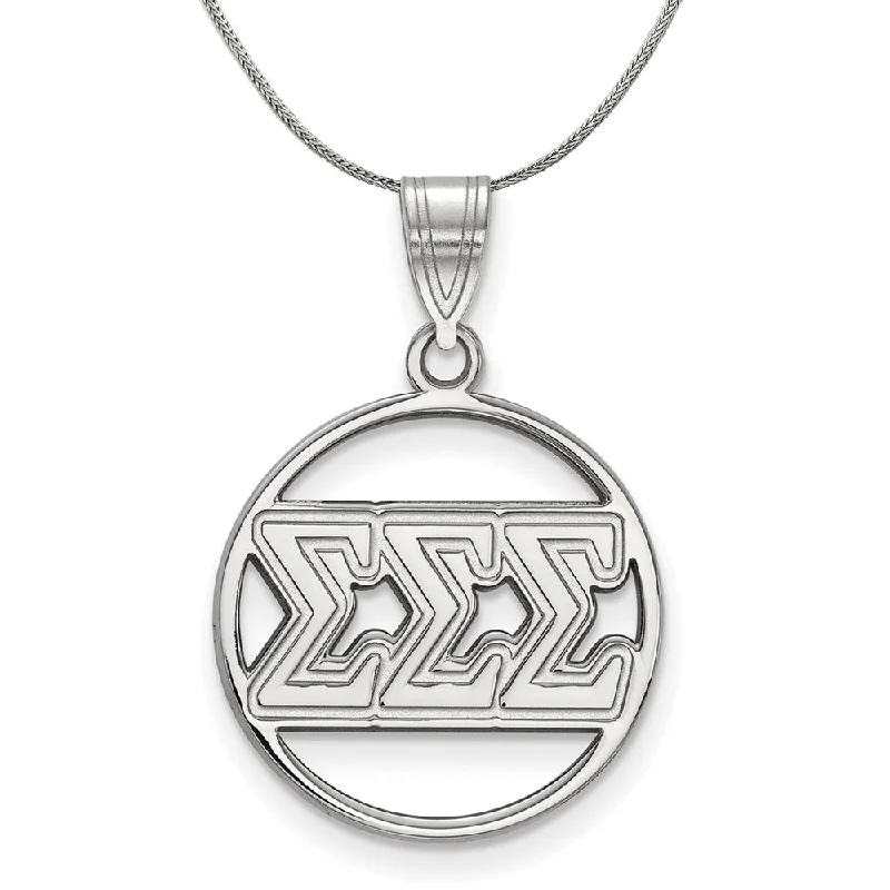 Sterling Silver Sigma Sigma Sigma Medium Circle Greek Necklace