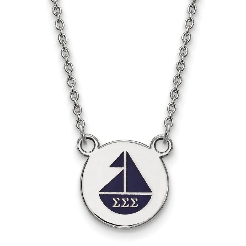 Sterling Silver Sigma Sigma Sigma Small Enamel Necklace