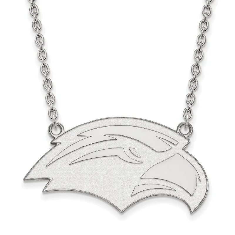 Aged rim necklace-Sterling Silver Southern Miss Large Mascot Pendant Necklace