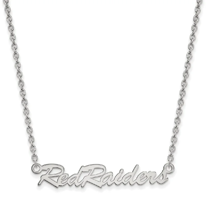 Sterling Silver Texas Tech U Medium Script 'Red Raiders' Necklace