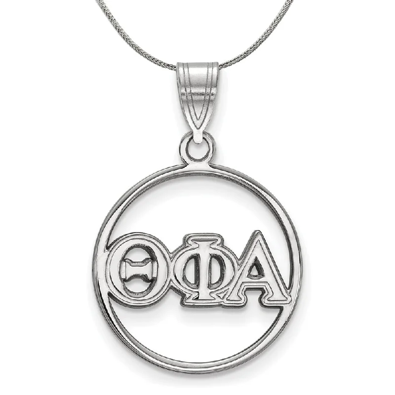 Sterling Silver Theta Phi Alpha Medium Circle Pendant Greek Necklace