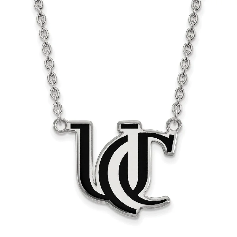 Sterling Silver U of Cincinnati Large Enamel Logo Necklace