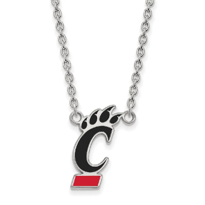 Sterling Silver U of Cincinnati Large Enamel Pendant Necklace