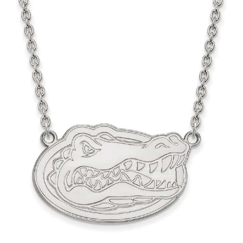 Channeled rim necklace-Sterling Silver U of Florida Large Gator Disc Pendant Necklace