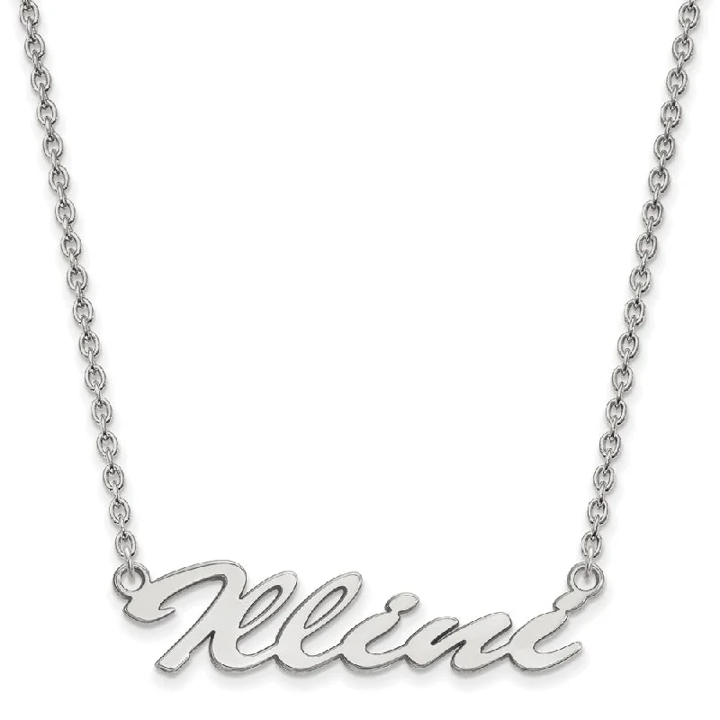 Sterling Silver U of Illinois Medium Script Pendant Necklace