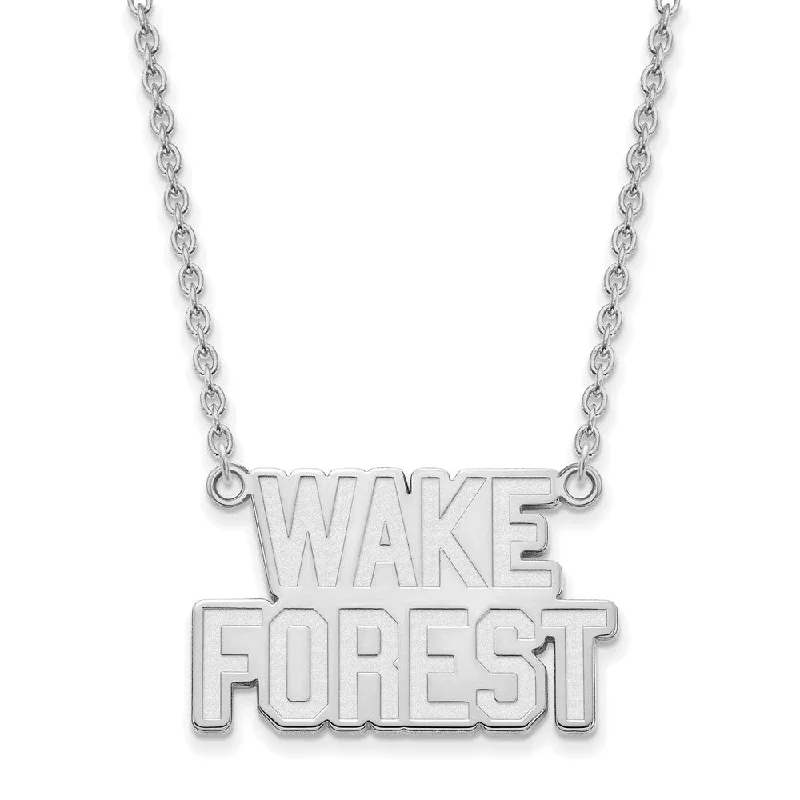 Matte titanium necklace-Sterling Silver Wake Forest U Large Pendant Necklace