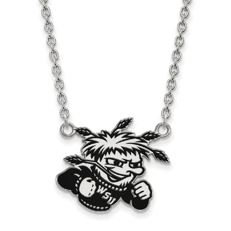 Surge design necklace-Sterling Silver Wichita State Enamel Large Pendant Necklace