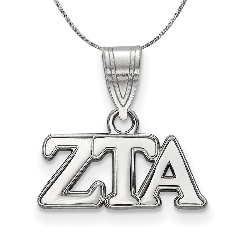 Full sapphire necklace-Sterling Silver Zeta Tau Alpha Medium Greek Necklace