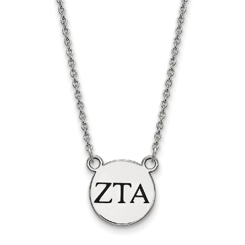 Sterling Silver Zeta Tau Alpha Small Enamel Greek Letters Necklace