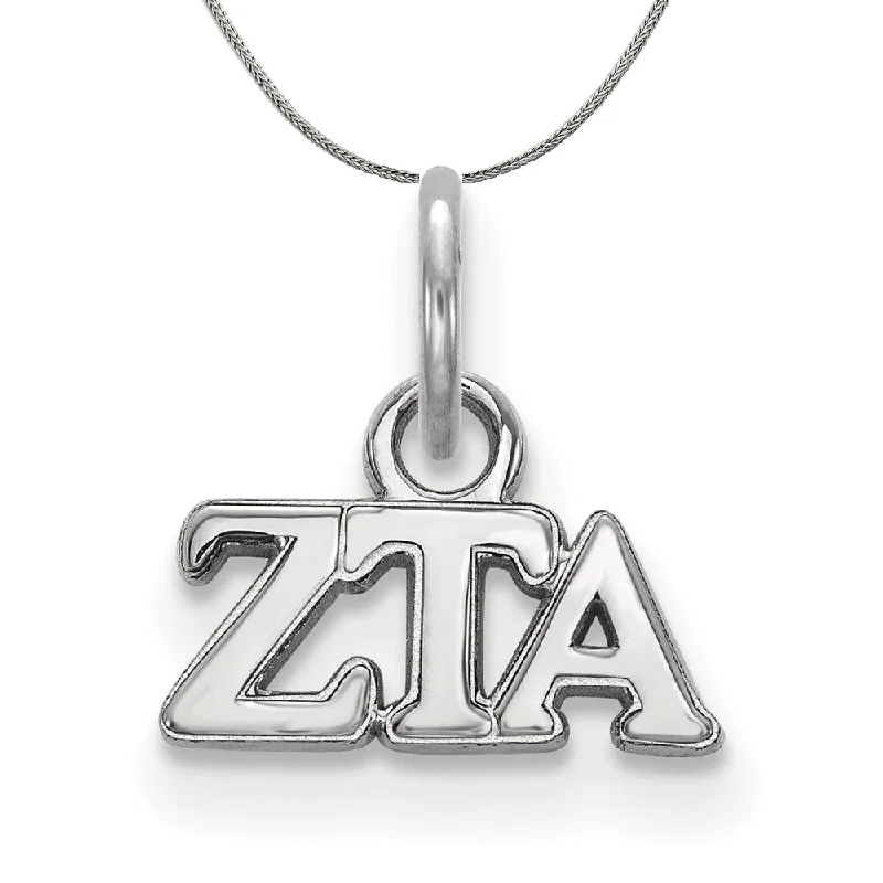 Polished zinc necklace-Sterling Silver Zeta Tau Alpha XS (Tiny) Greek Necklace