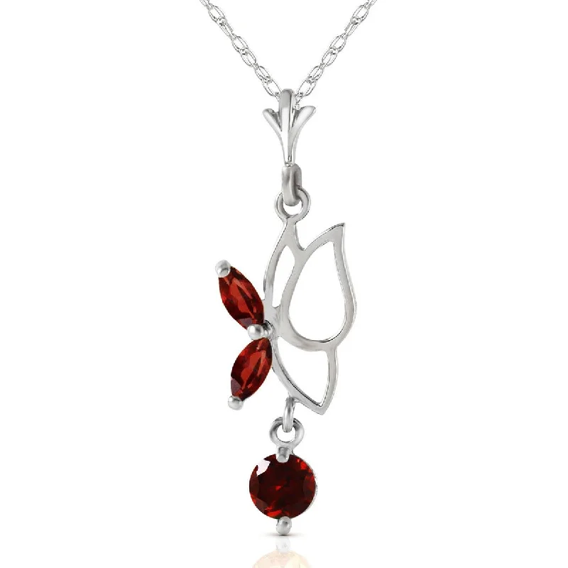 Retro-style opal necklace-0.4 Carat 14K Solid White Gold Butterfly Necklace Garnet