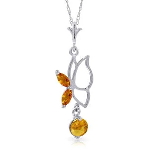 Smelted gold necklace-0.4 Carat 14K Solid Yellow Gold Happy As Always Citrine Necklace