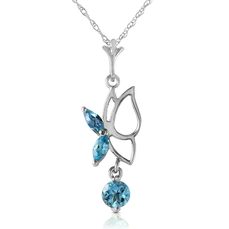 Mottled gem necklace-0.4 Carat 14K Solid Yellow Gold High And Mighty Blue Topaz Necklace