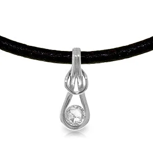 Torn rim necklace-0.5 Carat 14K Solid White Gold Leather Necklace 0.50 Carat Diamond