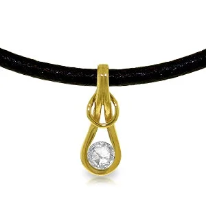 Rich apatite necklace-0.5 Carat 14K Solid Yellow Gold Leather Necklace 0.50 Carat Diamond