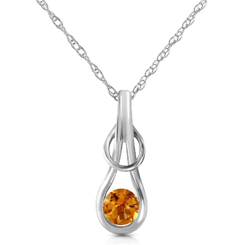 Hooked necklace-0.65 Carat 14K Solid White Gold Inspirations Citrine Necklace