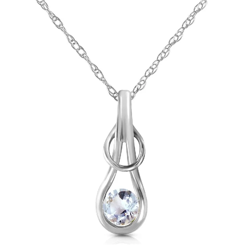 Retro topaz necklace-0.65 Carat 14K Solid White Gold It Is Written Aquamarine Necklace