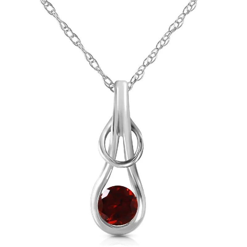 Flowing design necklace-0.65 Carat 14K Solid White Gold Sunstruck Garnet Necklace