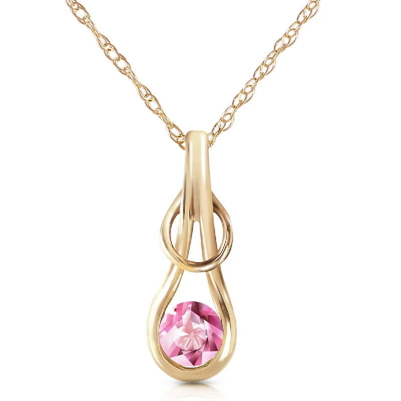 Stippled chain necklace-0.65 Carat 14K Solid Yellow Gold No Barriers Pink Topaz Necklace