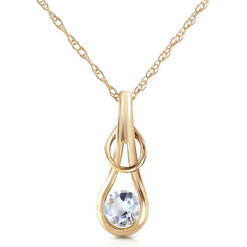 Heptagonal pendant necklace-0.65 Carat 14K Solid Yellow Gold Sailor's Knot Aquamarine Necklace