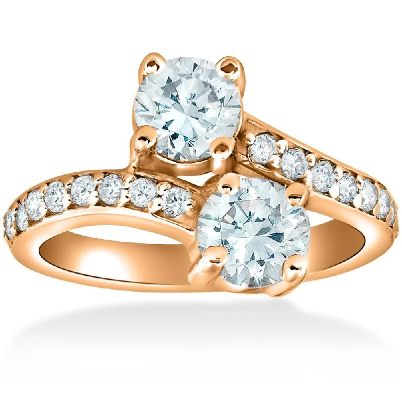 Aged rim ring-1 1/2 cttw Forever Us 2-Stone Diamond Engagement Forever Us Ring 14k Rose Gold