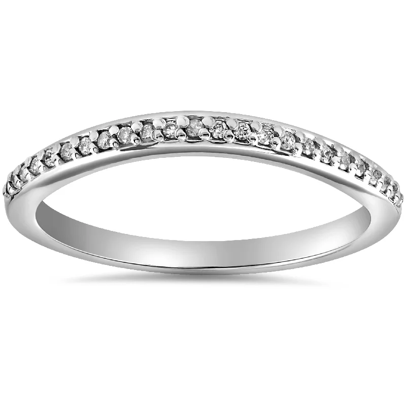 Ridge motif ring-1/10 cttw Diamond Guard Engagement Wedding Ring Enhancer Band 14k White Gold