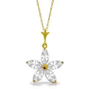 Pure pearl necklace-1.4 Carat 14K Solid Yellow Gold Touch Of Snow White Topaz Necklace