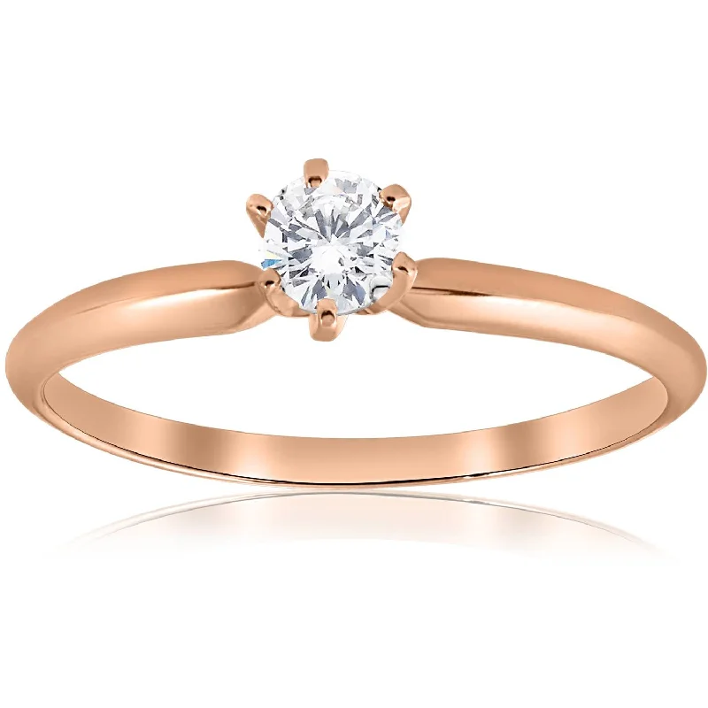 Crescent dusk ring-1/4 ct Solitaire Diamond Engagement Ring 14k Rose Gold