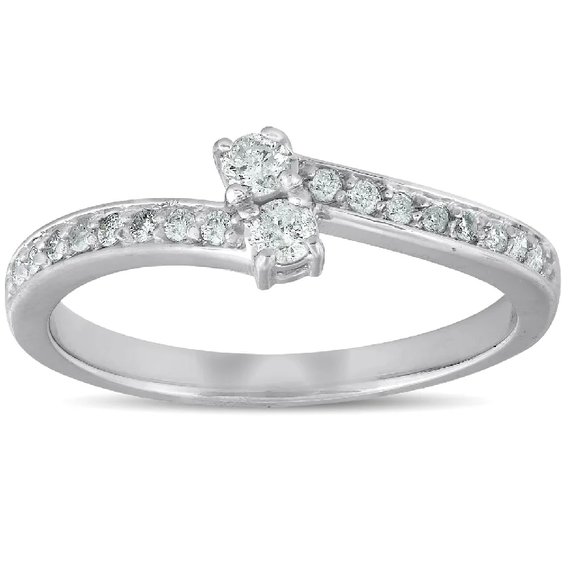 Smooth gem ring-1/4 Ct Two Stone Diamond Engagement Forever Us Ring White Gold Anniversary Band