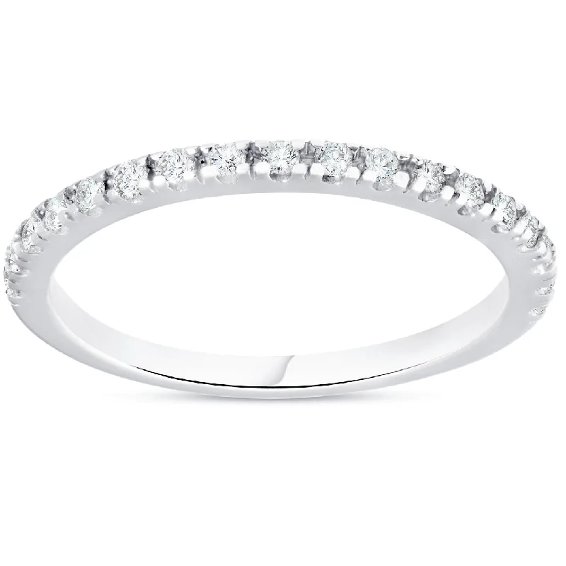 Linked band ring-1/4ct Diamond Ring Stackable Engagement Womens Wedding Band 10K White Gold