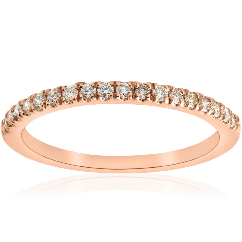 Open-frame ring-1/4ct Diamond Ring Stackable Engagement Womens Wedding Band 14K Rose Gold