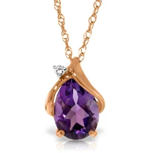 Vine-swirl necklace-1.53 Carat 14K Solid Rose Gold Amethyst Necklace