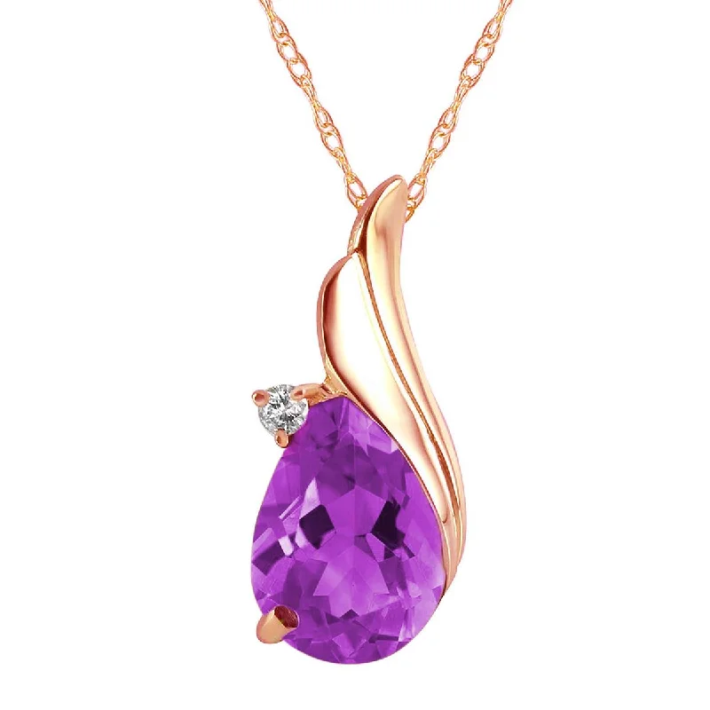 Clasped stone necklace-1.53 Carat 14K Solid Rose Gold Purple Amethyst Necklace