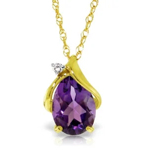 Full sapphire necklace-1.53 Carat 14K Solid Yellow Gold Necklace Diamond Amethyst