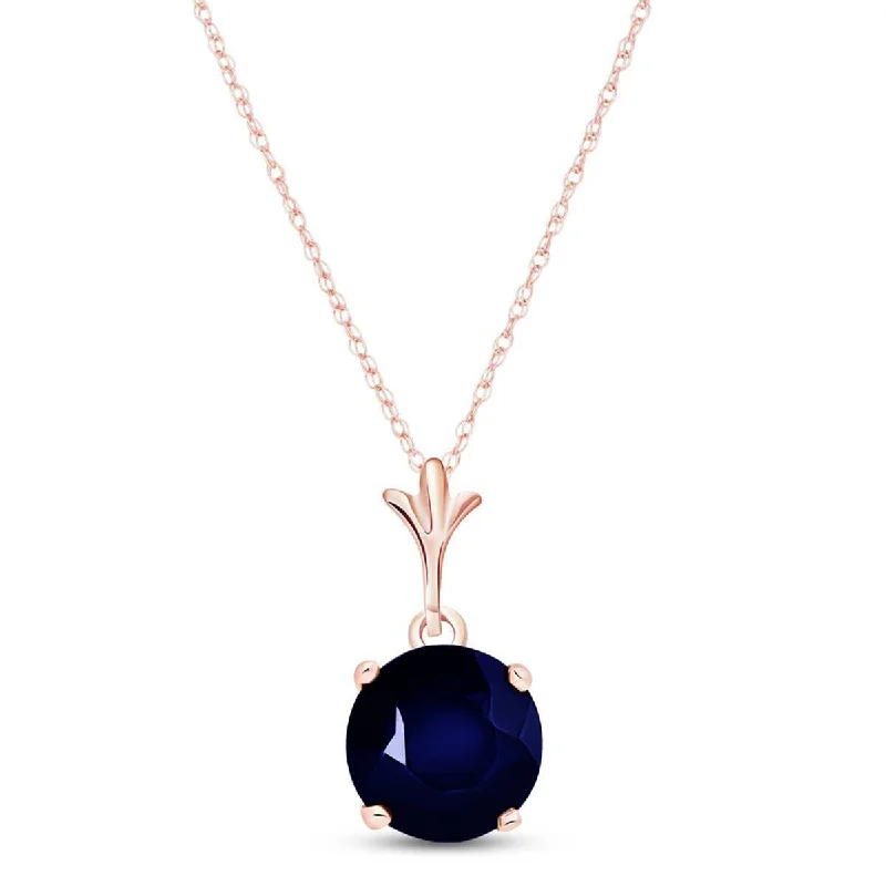 Heptagonal pendant necklace-1.65 Carat 14K Solid Rose Gold Single Round Sapphire Necklace