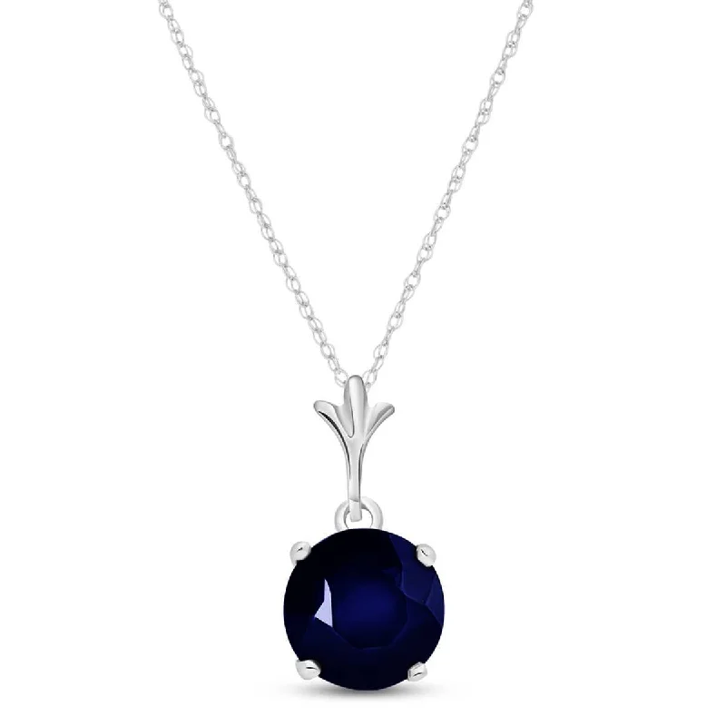 Rounded gem necklace-1.65 Carat 14K Solid White Gold Come Back Sapphire Necklace