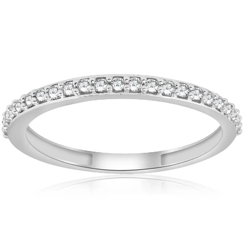 Fine filigree ring-1/8ct Stackable Womens Delicate Dainty Diamond Wedding Ring White Gold