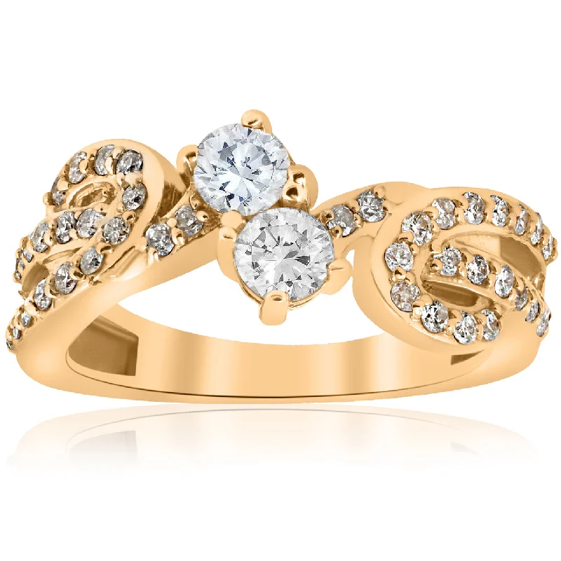 Surge design ring-1 cttw Diamond Two Stone Forever Us Engagement Ring 14k Yellow Gold