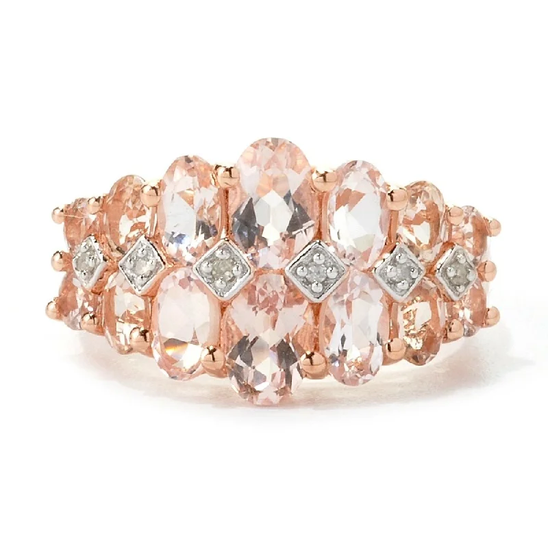 Open-crescent ring-10k Rose Gold Morganite and Diamond Accented Band Ring