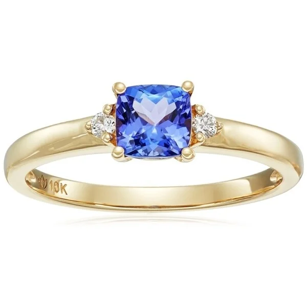 Tiered band ring-10k Yellow Gold Tanzanite Diamond Accent Classic Engagement Ring, Sz 7 - Blue